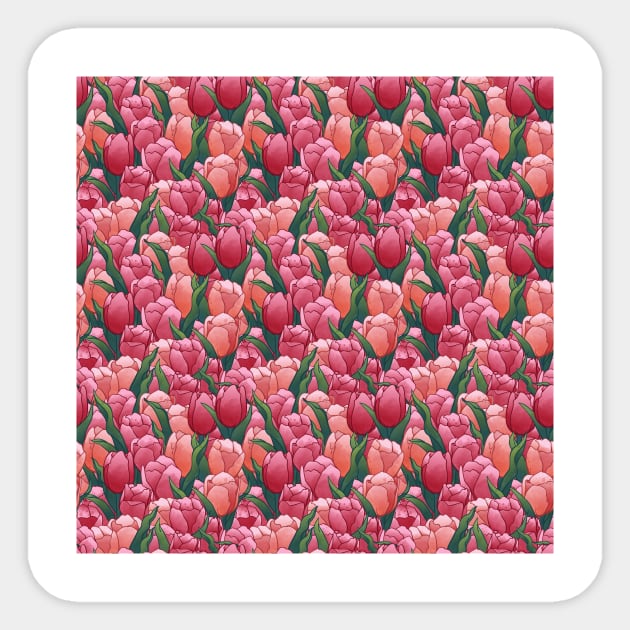 seamless beautiful pink tulips patterns - floral watercolor Sticker by mituturi